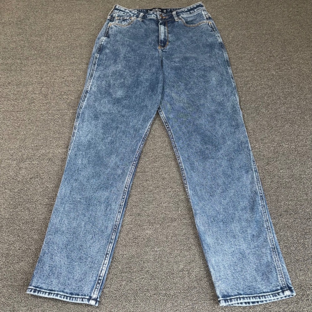 Hollister Curvy Ultra High-Rise Mom Jeans Acid Wash Blue W28 L29 Vintage Stretch